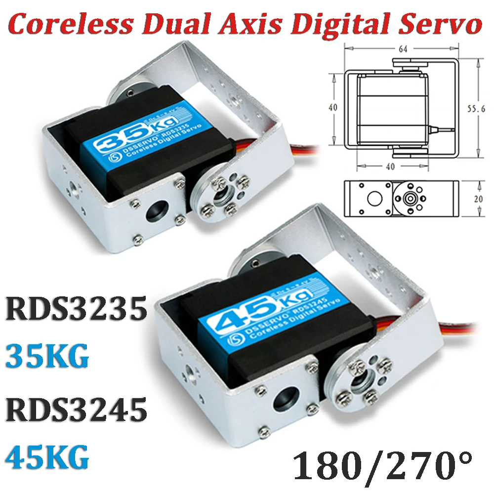 Digital Servo 35KG RDS3235 45KG RDS3245 Coreless Dual Axis Aluminum Case Servo for RC Drone Truck Crawler Car Boat Robotic DIY 
Digital Servo 35KG RDS3235 45KG RDS3245 Coreless Dual Axis Aluminum Case Servo for RC Drone Truck Crawler Car Boat Robotic DIY