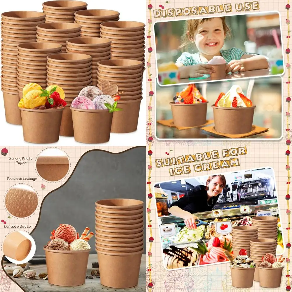 5 oz Kraft Paper Ice Cream Cups - 400 Pack Disposable Party Cups for Treats, Desserts, and Celebrations
5 oz Kraft Paper Ice Cream Cups - 400 Pack Disposable Party Cups for Treats, Desserts, and Celebrations