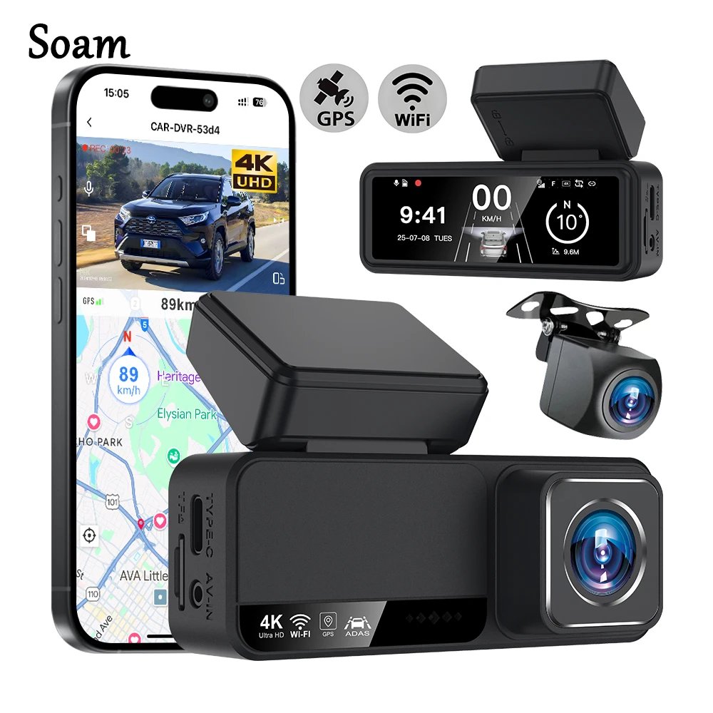 Soam 4K Видеорегистратор 3,2-дюймовый WIFI Мини-автомобильный видеорегистратор с двумя объективами Встроенный GPS ADAS 24 часа Камера заднего вида 2,5K Ночное видение Черный ящик
Soam 4K Видеорегистратор 3,2-дюймовый WIFI Мини-автомобильный видеорегистратор с двумя объективами Встроенный GPS ADAS 24 часа Камера заднего вида 2,5K Ночное видение Черный ящик