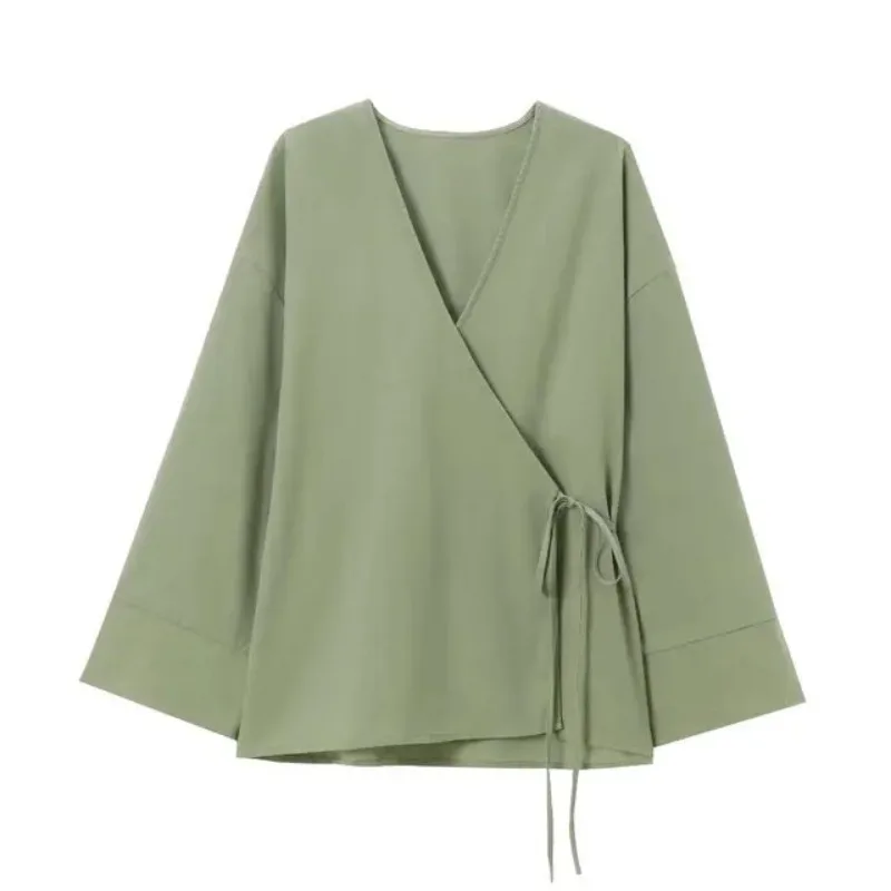 Spring and Autumn Loose Shirts New Women's Textured Kimono Style V-neck Tunic Multicolor Solid Color Simple Casual Jacket Coat 
Spring and Autumn Loose Shirts New Women's Textured Kimono Style V-neck Tunic Multicolor Solid Color Simple Casual Jacket Coat