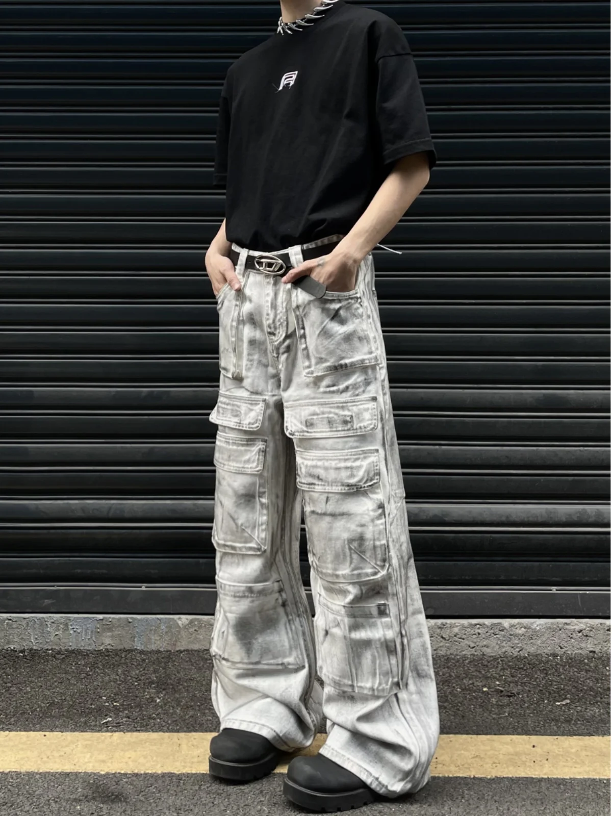 American Retro Heavyweight Splaed Ink Waed Multi-ket Workwear Jeans Men's High Street Straight Leg Long Pants
American Retro Heavyweight Splaed Ink Waed Multi-ket Workwear Jeans Men's High Street Straight Leg Long Pants