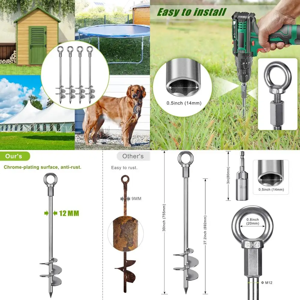 30-дюймовые винтовые анкеры для грунта, сверхпрочные, из цельной стали 12 мм, с 3-дюймовым спиральным лезвием с гладкими краями, полностью сварная конструкция для мобильных домов
30-дюймовые винтовые анкеры для грунта, сверхпрочные, из цельной стали 12 мм, с 3-дюймовым спиральным лезвием с гладкими краями, полностью сварная конструкция для мобильных домов