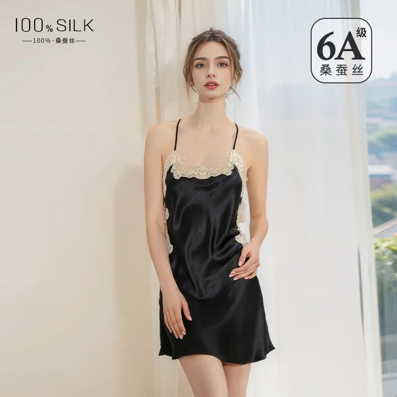 Summer Women's Silk Nightdress 100% Mulberry Silk Sexy Backless Design Elegant Comfort Suspender Skirt
Summer Women's Silk Nightdress 100% Mulberry Silk Sexy Backless Design Elegant Comfort Suspender Skirt