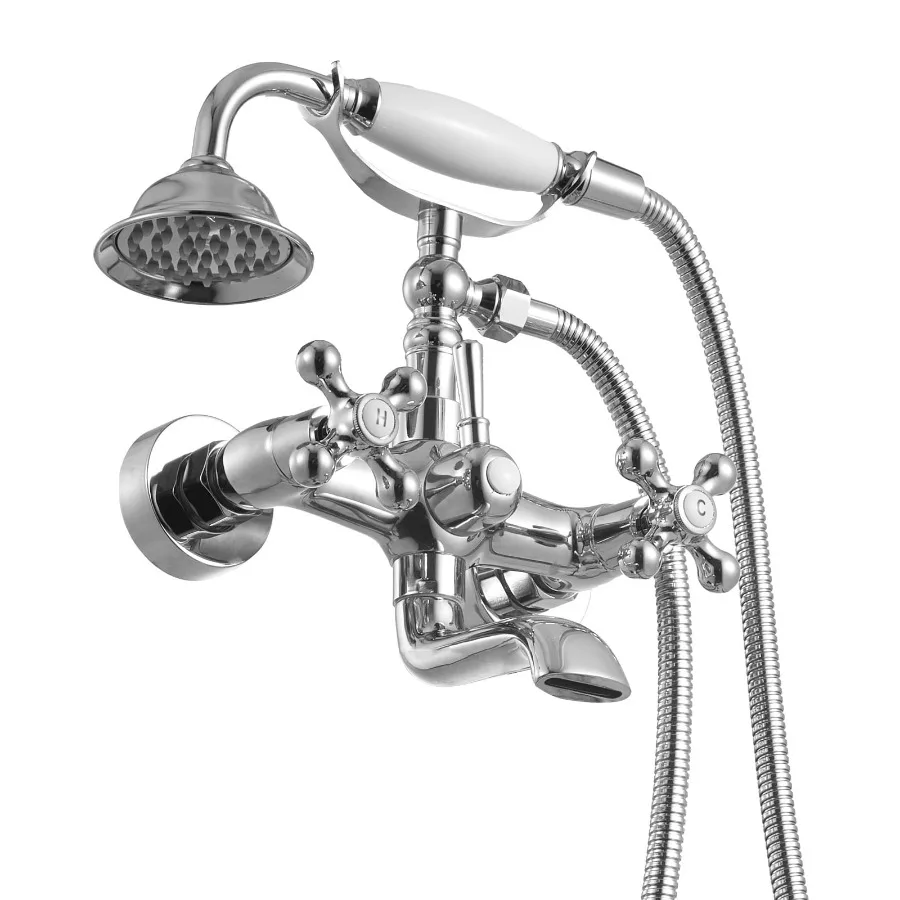 Wall-Mounted Clawfoot Tub Faucet with Handheld Shower Vintage Polished Chrome Bathtub Filler Kit Featuring Adjustable Swing Arm
Wall-Mounted Clawfoot Tub Faucet with Handheld Shower Vintage Polished Chrome Bathtub Filler Kit Featuring Adjustable Swing Arm