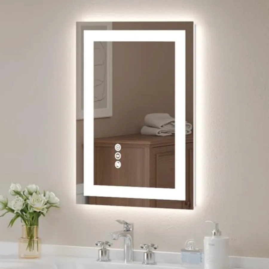 LED Bathroom Mirror 20x28 Inch Tempered Glass - Frameless LED Backlit Lighted Mirror for Bathroom Vanity with Anti-Fog, 3 Color
LED Bathroom Mirror 20x28 Inch Tempered Glass - Frameless LED Backlit Lighted Mirror for Bathroom Vanity with Anti-Fog, 3 Color