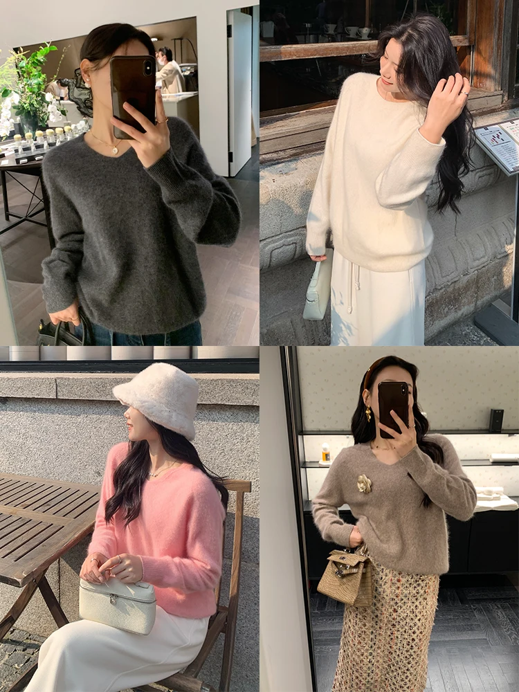 Зимний шерстяной трикотаж Benxi с пушистой текстурой, длинный круглый пуловер Ne, корейский свободный шерстяной свитер для женщин
Зимний шерстяной трикотаж Benxi с пушистой текстурой, длинный круглый пуловер Ne, корейский свободный шерстяной свитер для женщин