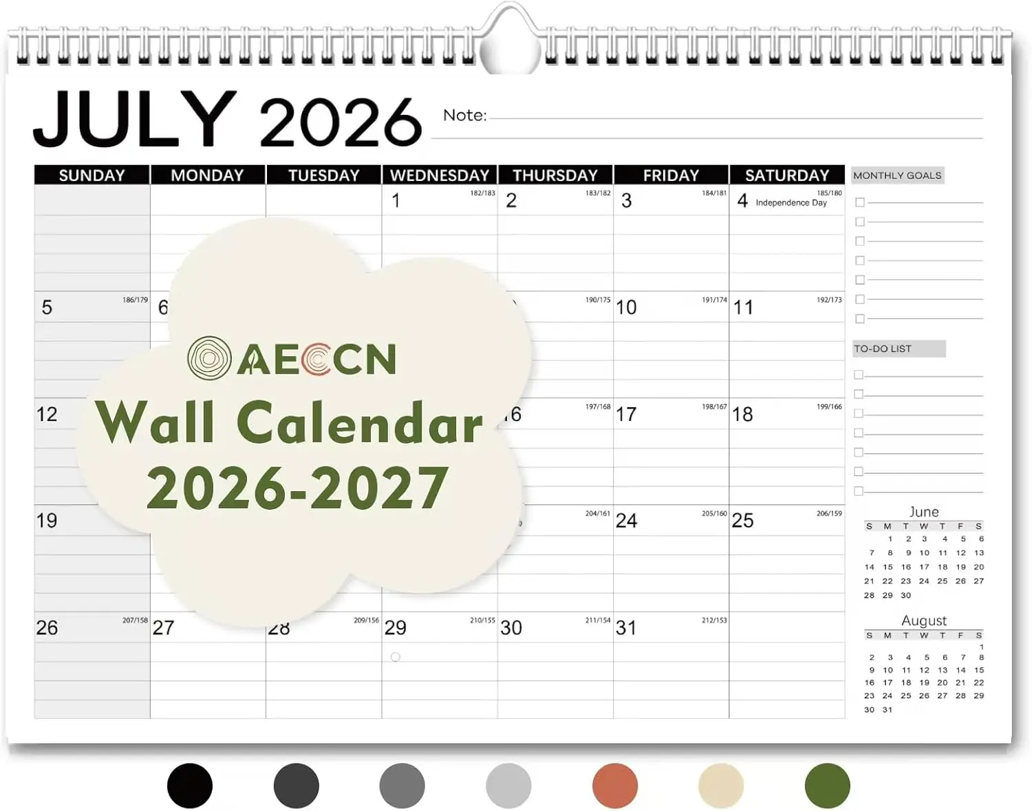 Large 18-Month Wall Calendar 2026-2027, 17" x 12" with Stickers, Thick Anti-Bleed Paper, Home Office Teacher Supplies
Large 18-Month Wall Calendar 2026-2027, 17" x 12" with Stickers, Thick Anti-Bleed Paper, Home Office Teacher Supplies
