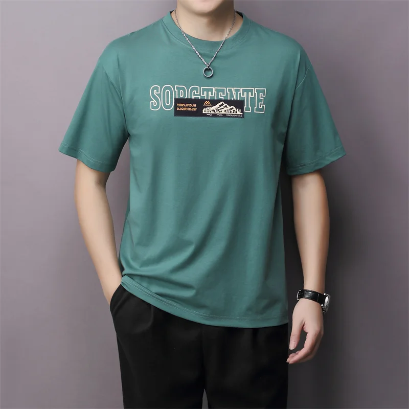 AISHUNP T-Shirts For Men Printing Letter Embroidery Snow Mountain Cotton Fabric Luxury Short Sleeve Tee Men's Clothing
AISHUNP T-Shirts For Men Printing Letter Embroidery Snow Mountain Cotton Fabric Luxury Short Sleeve Tee Men's Clothing