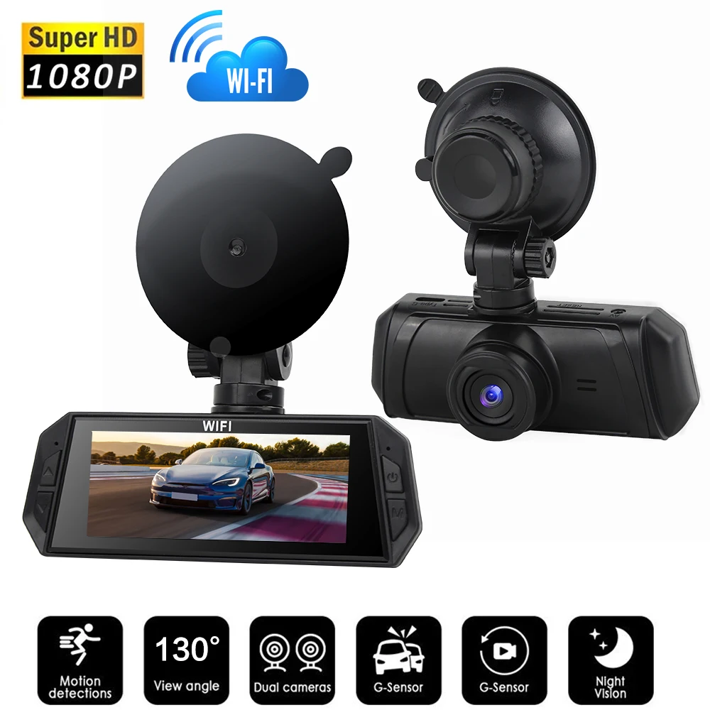 2-Канальный Автомобильный видеорегистратор 1080P, видеорегистратор с Wi-Fi для автомобильного регистратора, видеорегистратор с передней и внутренней камерой, черный ящик
2-Канальный Автомобильный видеорегистратор 1080P, видеорегистратор с Wi-Fi для автомобильного регистратора, видеорегистратор с передней и внутренней камерой, черный ящик