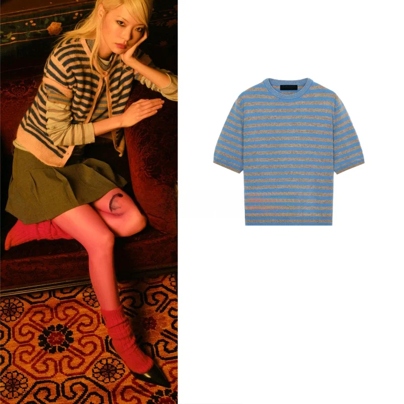 Spring New Arrival Women's round Neck Short Sleeve Striped Knitwear Casual Loose Fit Polyester Fiber Overhead Style
Spring New Arrival Women's round Neck Short Sleeve Striped Knitwear Casual Loose Fit Polyester Fiber Overhead Style