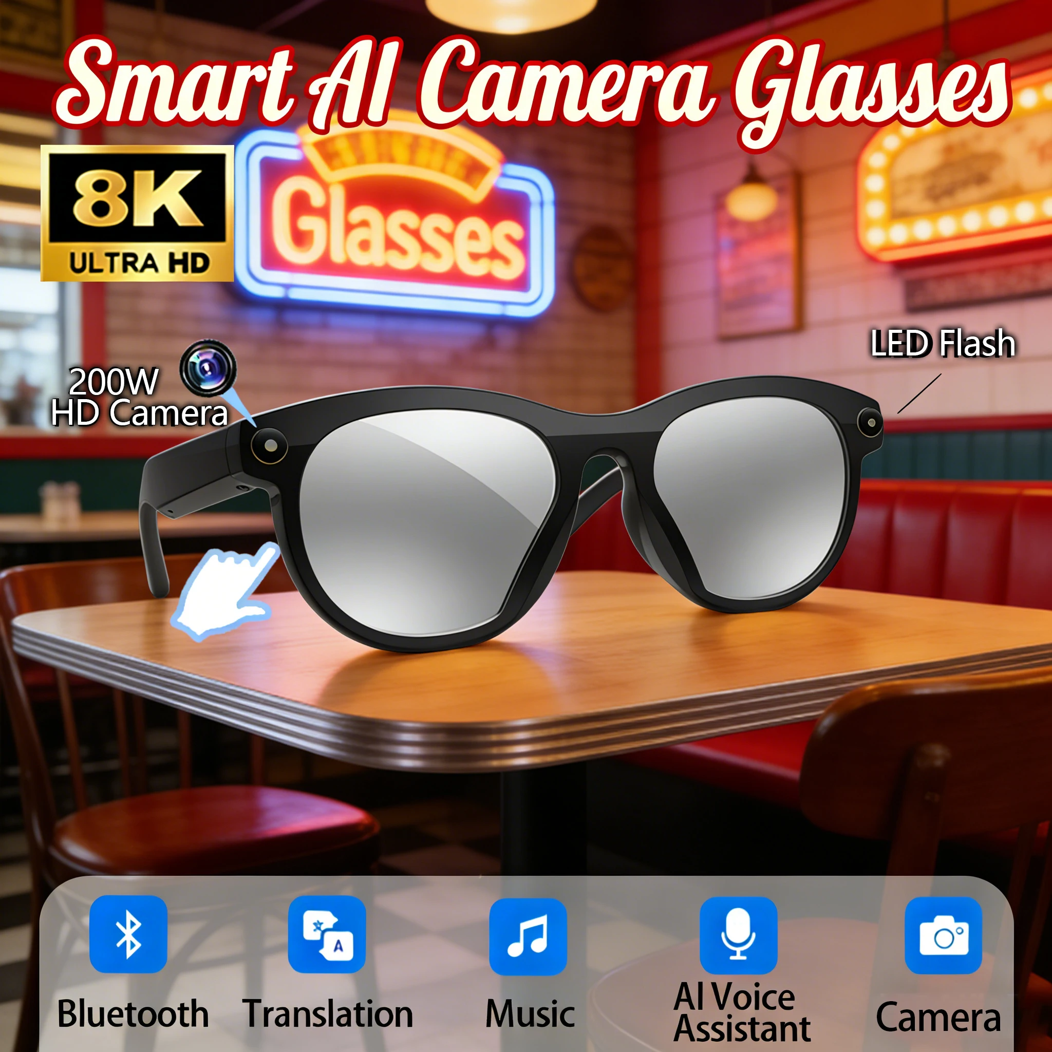2026 New Smart Glasses 200W Camera AI Voice Assistant Intelligent Image Recognition Bluetooth Call Listening Music Smart Glasses
2026 New Smart Glasses 200W Camera AI Voice Assistant Intelligent Image Recognition Bluetooth Call Listening Music Smart Glasses