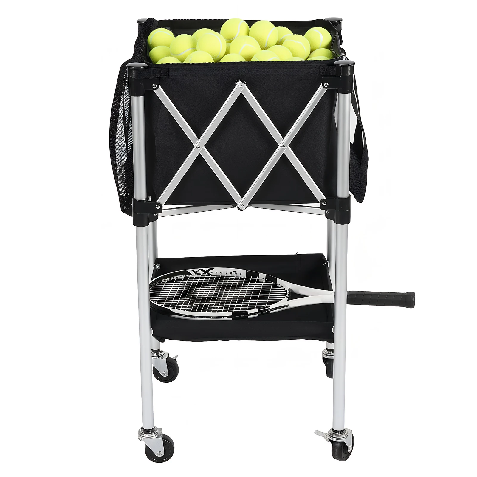 Tennis Ball Cart Foldable Tennis & Pickleball Hopper with Wheels with Storage Bag for Training/Teaching
Tennis Ball Cart Foldable Tennis & Pickleball Hopper with Wheels with Storage Bag for Training/Teaching