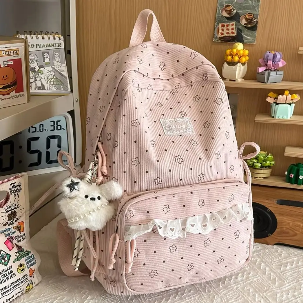 Girls Corduroy Floral Pattern Large Capacity Backpack Casual School Bag Breathable Wear Resistant For Teen Girls Daily Outdoor T
Girls Corduroy Floral Pattern Large Capacity Backpack Casual School Bag Breathable Wear Resistant For Teen Girls Daily Outdoor T