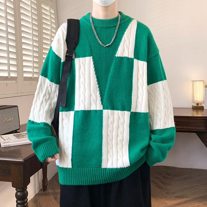 Autumn Winter Youth Men's Knitted Sweater Casual Faionable Plaid Woolen irt Versatile Long Sve round Ne Warm Top
Autumn Winter Youth Men's Knitted Sweater Casual Faionable Plaid Woolen irt Versatile Long Sve round Ne Warm Top