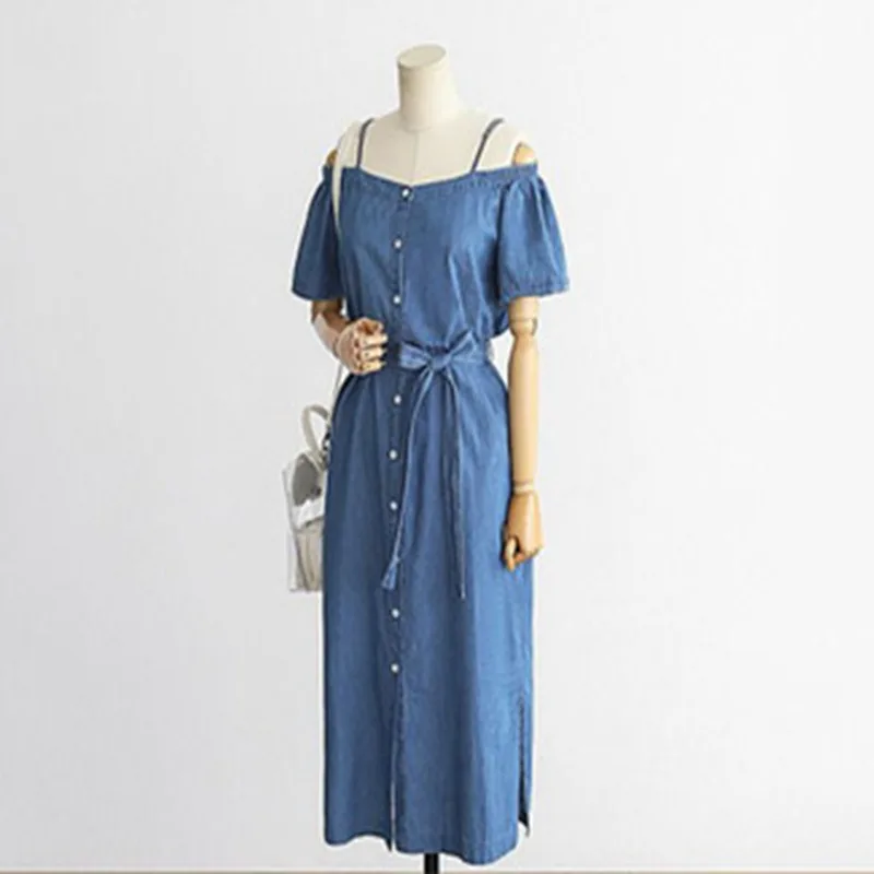 Ladies suspenders casual denim short-sleeved dress, belt, monochrome, plus size, new style, summer
Ladies suspenders casual denim short-sleeved dress, belt, monochrome, plus size, new style, summer