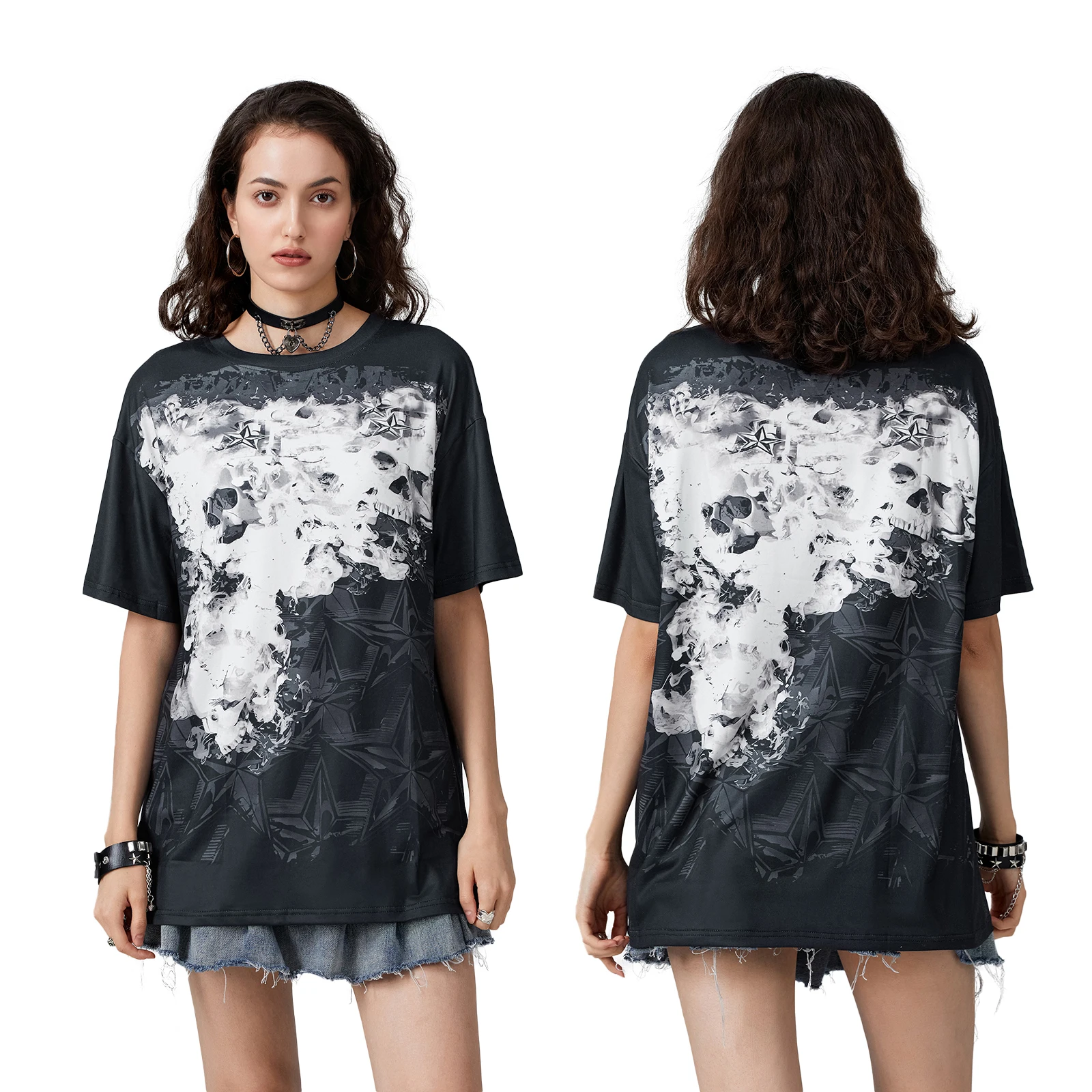 Women's Y2K Vintage Short Sleeve T-Shirts Aesthetic Skull Print Summer Round Neck Grunge Loose Fit Tops Streetwear
Women's Y2K Vintage Short Sleeve T-Shirts Aesthetic Skull Print Summer Round Neck Grunge Loose Fit Tops Streetwear