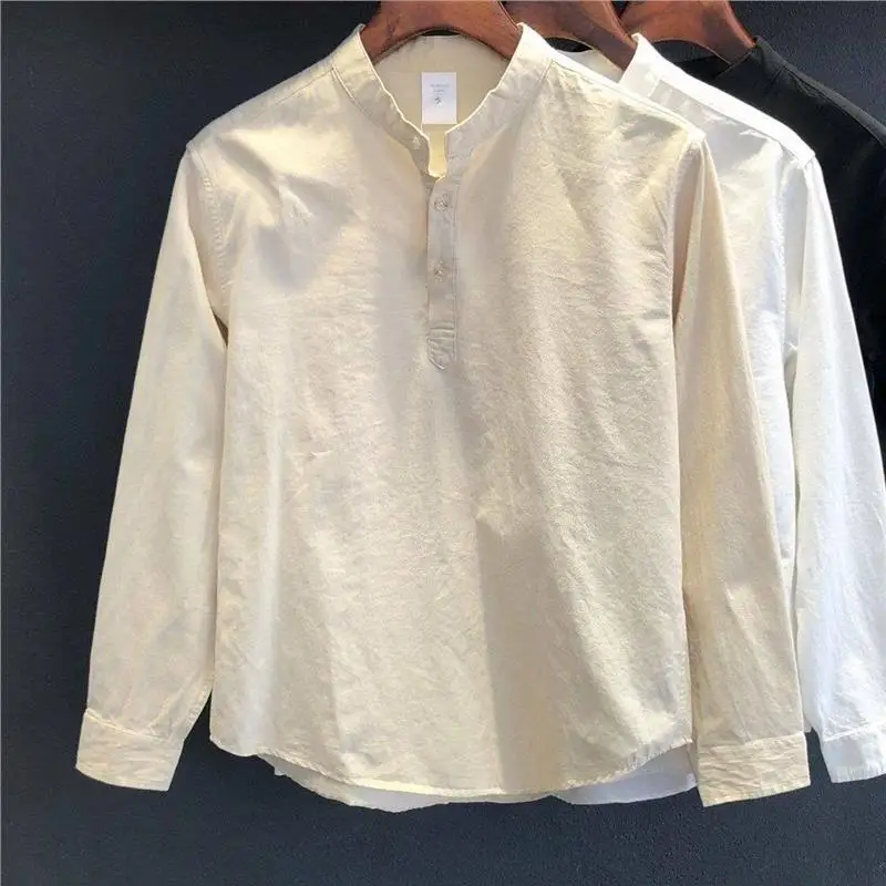 Spring Summer High End Men's Long Sleeve Shirt Henry Collar Breathable Versatile Simple Fashion Outerwear Casual Loose Fit
Spring Summer High End Men's Long Sleeve Shirt Henry Collar Breathable Versatile Simple Fashion Outerwear Casual Loose Fit