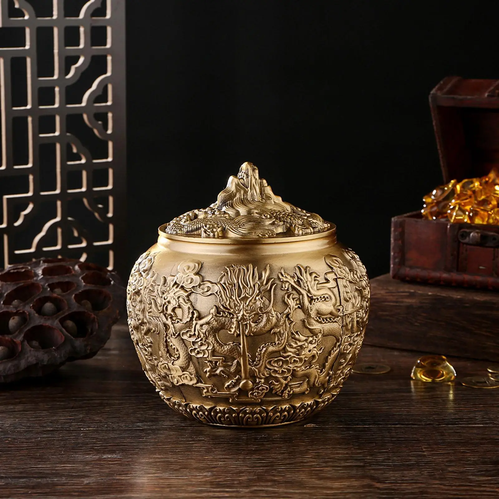 Tea Tin Countertop Multifunctional Oriental Small Tea Storage Container Airtight Tea Jar for Candy Nut Coffee Sugar Household
Tea Tin Countertop Multifunctional Oriental Small Tea Storage Container Airtight Tea Jar for Candy Nut Coffee Sugar Household