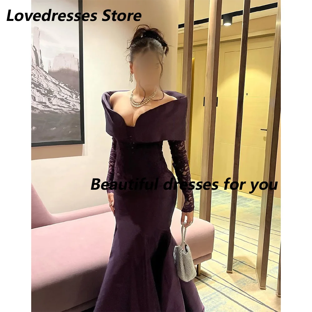 Elegant Long Evening Dress for Women Off Shoulder Long Sleeves Satin Mermaid Prom Formal Wedding Guest Special Events Customized
Elegant Long Evening Dress for Women Off Shoulder Long Sleeves Satin Mermaid Prom Formal Wedding Guest Special Events Customized