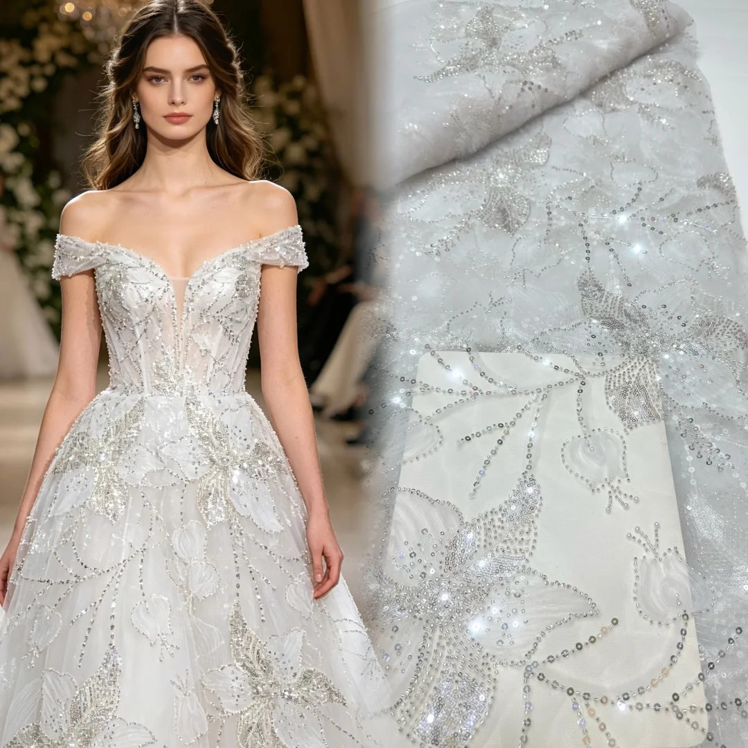 Light Luxury Dignified Exquisite High Quality Fabric Handmade Embroidery Net Lace With Beads For Making Women Wedding Dress
Light Luxury Dignified Exquisite High Quality Fabric Handmade Embroidery Net Lace With Beads For Making Women Wedding Dress