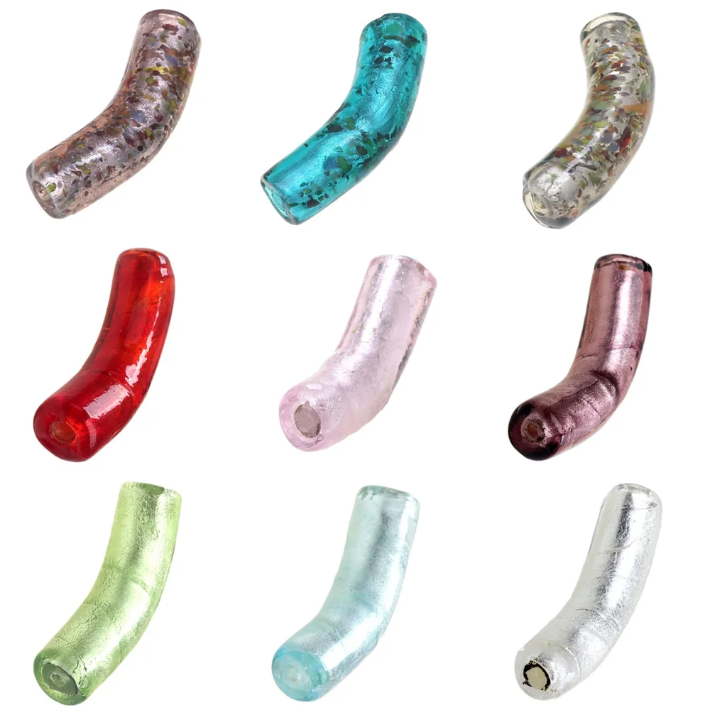 About 36MM 1PC/Lot Large Bent Pipe Shapes Glass Lampwork Beads Silver Foil Multicolor For Jewelry Making DIY Bracelet Necklace
About 36MM 1PC/Lot Large Bent Pipe Shapes Glass Lampwork Beads Silver Foil Multicolor For Jewelry Making DIY Bracelet Necklace