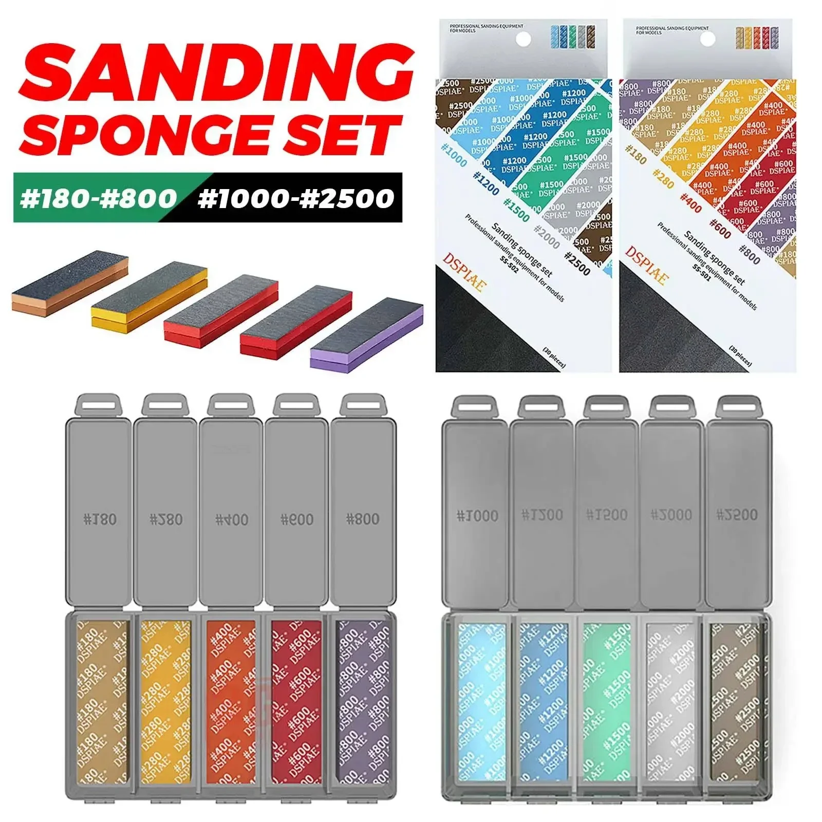DSPIAE 25PC 180--800/1000-2500 Sanding Sponge Set for Gundam Military Model Polishing Arc Grinding Tool Combo High Precision
DSPIAE 25PC 180--800/1000-2500 Sanding Sponge Set for Gundam Military Model Polishing Arc Grinding Tool Combo High Precision