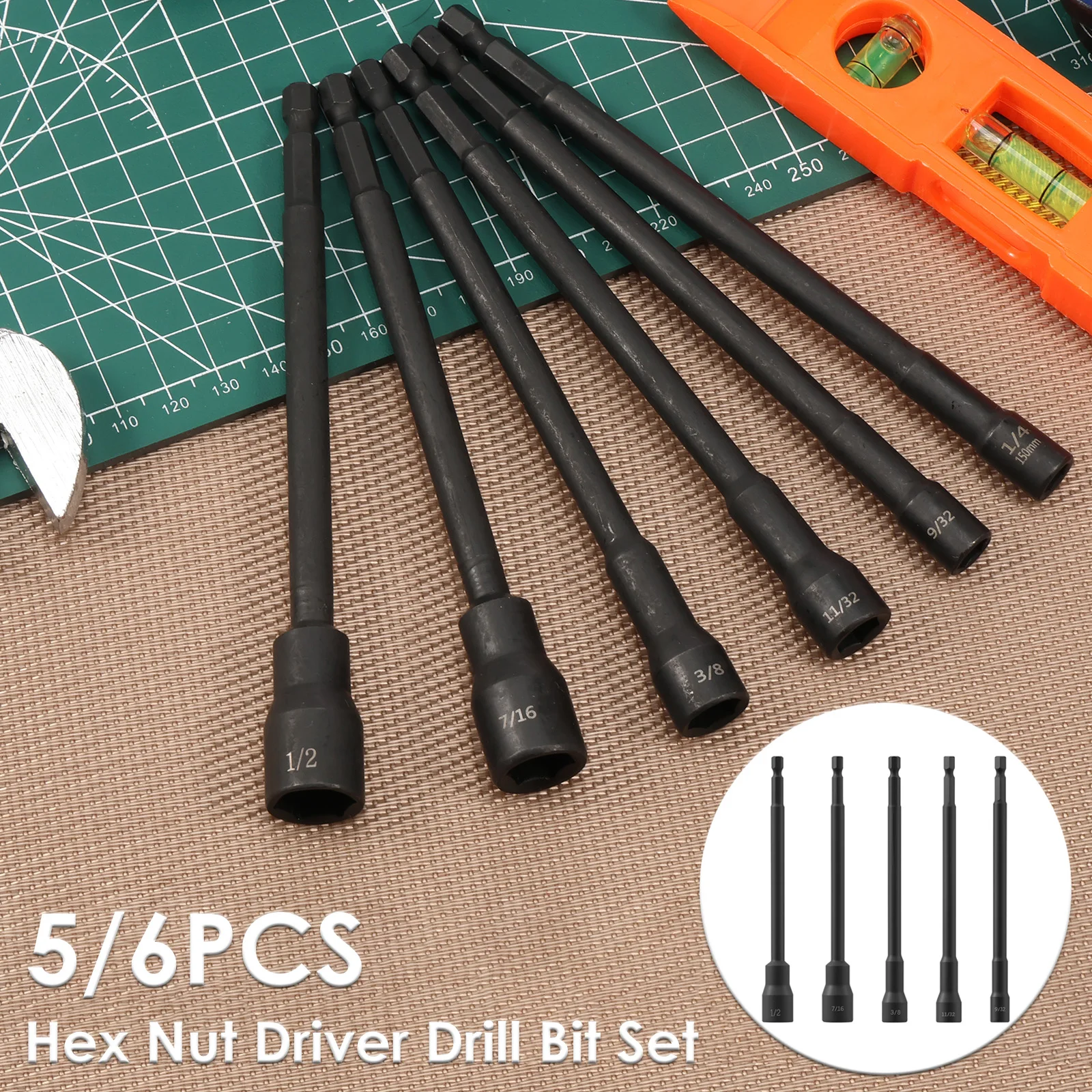 5/6Pcs Hex Nut Driver Drill Bit Kit with 1/4inch Hex Shank and Magnetic Tip CR-V Steel Bolt Socket Power Drills Accessories
5/6Pcs Hex Nut Driver Drill Bit Kit with 1/4inch Hex Shank and Magnetic Tip CR-V Steel Bolt Socket Power Drills Accessories