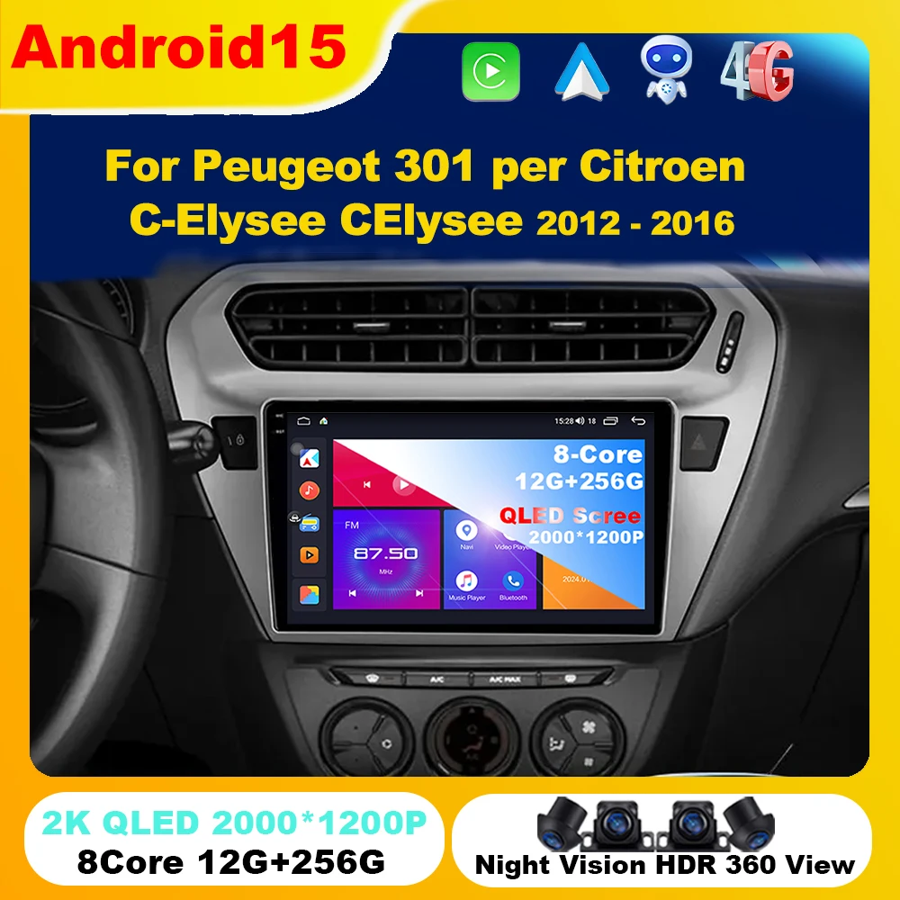Android 15 For Peugeot 301 per Citroen C-Elysee CElysee 2012- 2016Car Radio Multimedia Player Stereo Navigation GPS Carplay
Android 15 For Peugeot 301 per Citroen C-Elysee CElysee 2012- 2016Car Radio Multimedia Player Stereo Navigation GPS Carplay