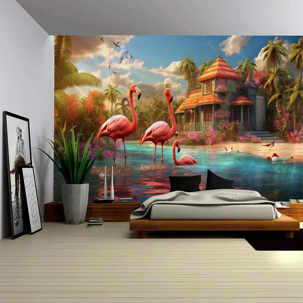 Summer Tropical Fantasy Tapestry Flamingo Plants Palm Leaves Guest Hall Party Background Wall Decoration Fabric Wall Hanging
Summer Tropical Fantasy Tapestry Flamingo Plants Palm Leaves Guest Hall Party Background Wall Decoration Fabric Wall Hanging