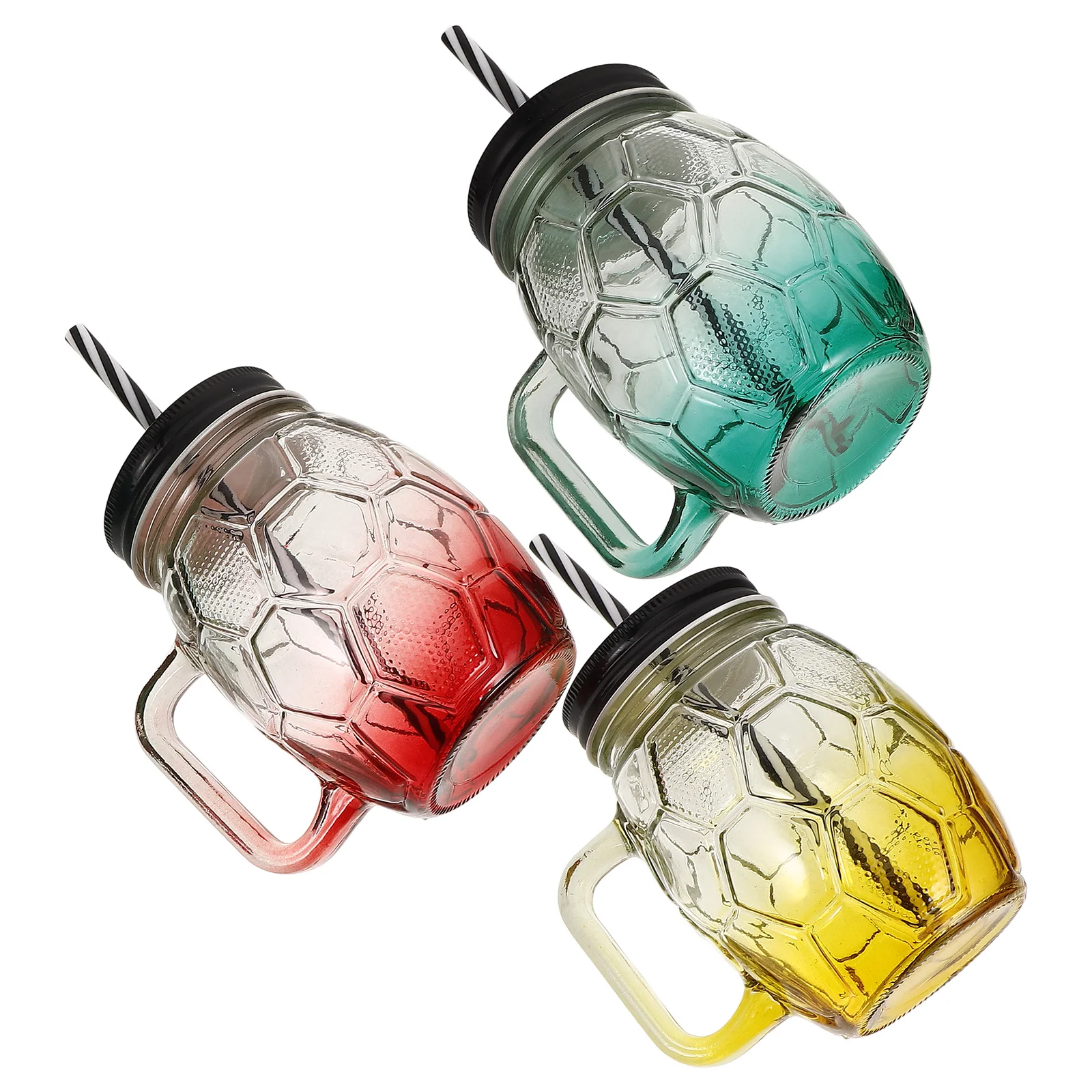 3 Sets Small Football Sippy Cup Travel Beverages Straws Glass Handle Mason Jar Cups with Lids
3 Sets Small Football Sippy Cup Travel Beverages Straws Glass Handle Mason Jar Cups with Lids
