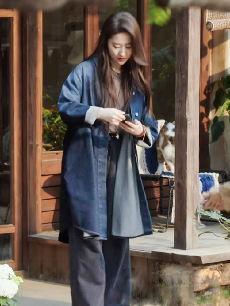 Retro Sle Women's Long Coat Jaet Cotton Blend Denim irt Breathable Comfortable Casual Wear Spring Autumn Faion
Retro Sle Women's Long Coat Jaet Cotton Blend Denim irt Breathable Comfortable Casual Wear Spring Autumn Faion