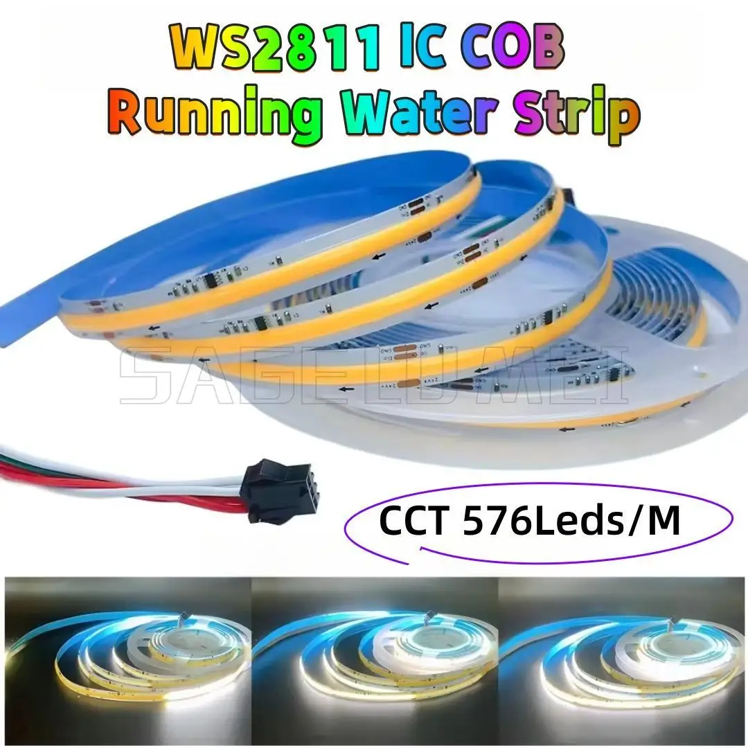 Hot Selling DC24V WS2811 Running Water Flowing Horse Race Led Strip Light CCT 576Leds/M Cob Linear Lighting Flexible Light Strip
Hot Selling DC24V WS2811 Running Water Flowing Horse Race Led Strip Light CCT 576Leds/M Cob Linear Lighting Flexible Light Strip