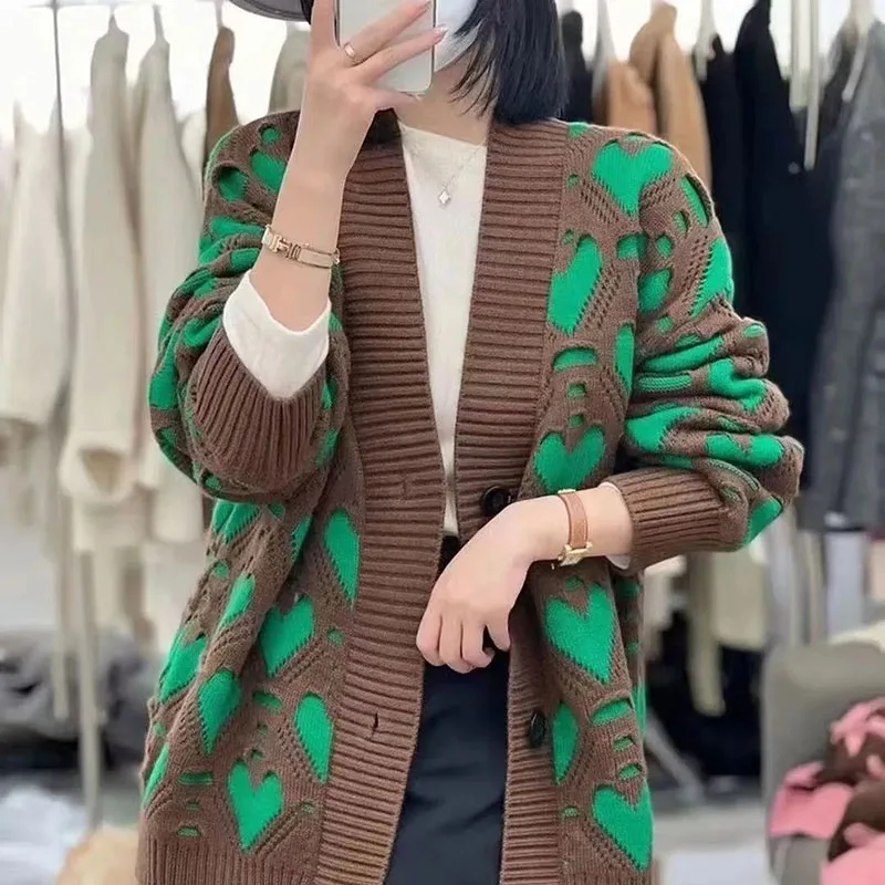 Women spring autumn Hot selling knitting Sweater Korean Loose Love Cardigan Jacket Female Lazy wind long knitted Cardigans coat
Women spring autumn Hot selling knitting Sweater Korean Loose Love Cardigan Jacket Female Lazy wind long knitted Cardigans coat