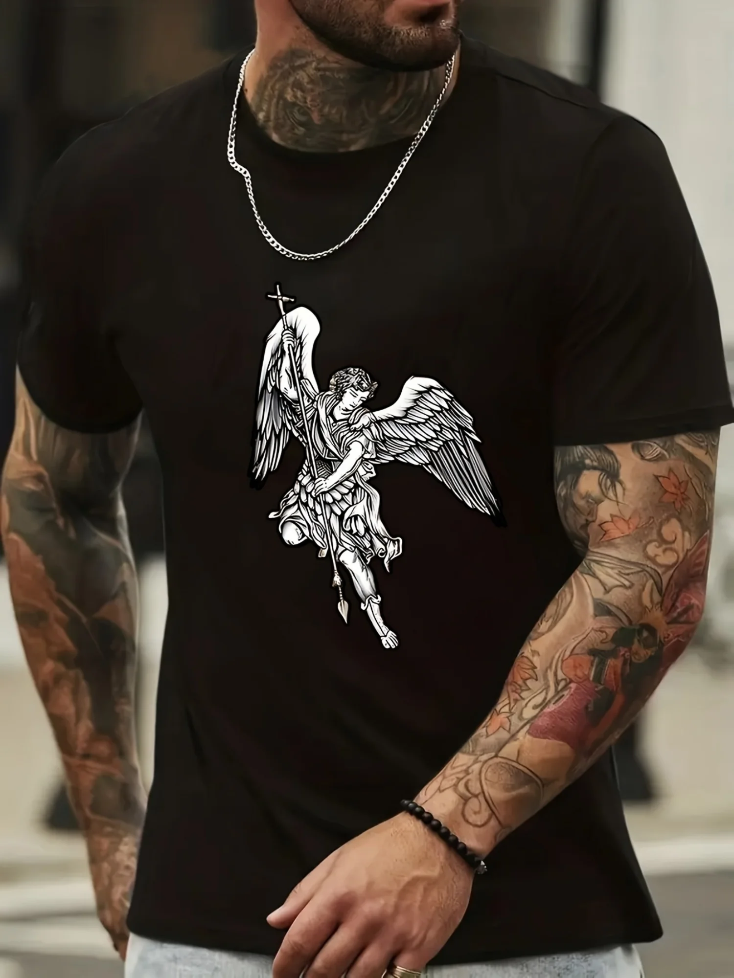 Angel Figure Printing T Men and Women'S Black Cotton T-shirts.Clear Print, Round Neck Top, Oversize, Neat Stitch.Casual Fashion.
Angel Figure Printing T Men and Women'S Black Cotton T-shirts.Clear Print, Round Neck Top, Oversize, Neat Stitch.Casual Fashion.