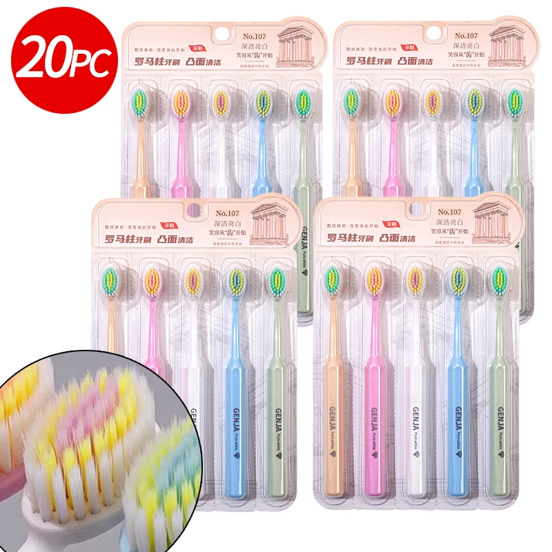 20-Pack Soft Bristle Toothbrushes, Oval Head Design, Travel-Friendly, Deep Cleaning, Unisex, Macaron Colors, Roman Column Handle
20-Pack Soft Bristle Toothbrushes, Oval Head Design, Travel-Friendly, Deep Cleaning, Unisex, Macaron Colors, Roman Column Handle