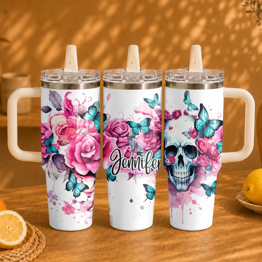 Pink rose skull Vacuum Flasks 40oz Vacuum Insulated Travel Mug - Stainless Steel Straw Cup Lid
Pink rose skull Vacuum Flasks 40oz Vacuum Insulated Travel Mug - Stainless Steel Straw Cup Lid