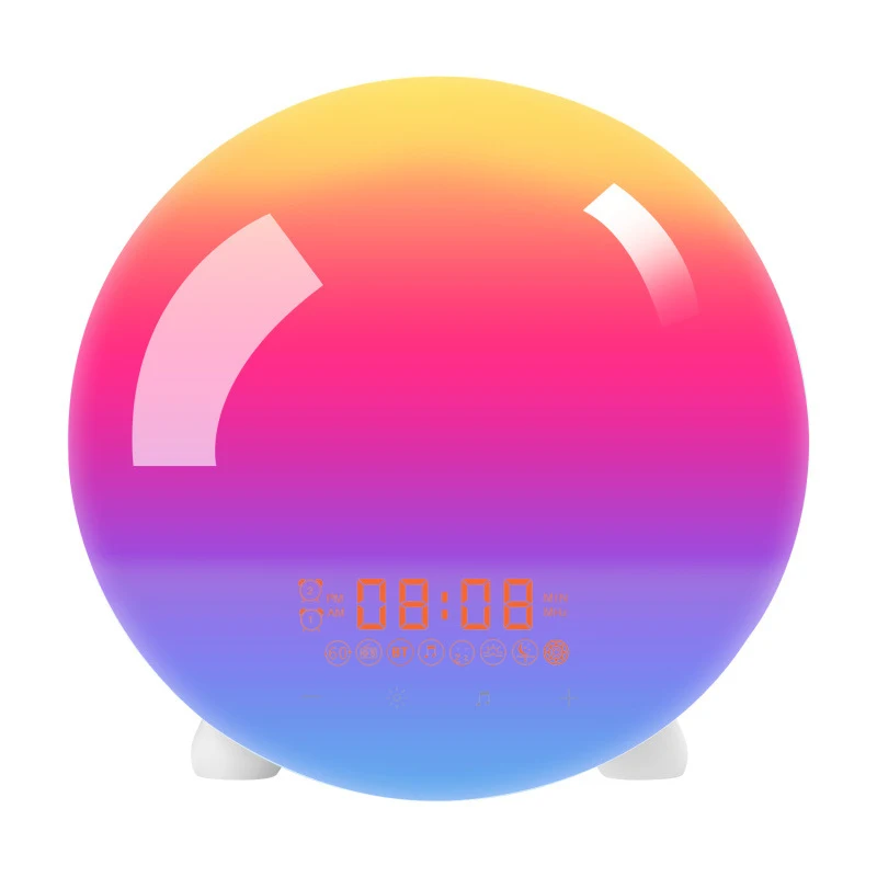 New Sunrise Light Natural Wake-Up Alarm Clock LEDColorful Wireless Bluetooth Speaker with White Noise for Sleep and Bedside Lamp
New Sunrise Light Natural Wake-Up Alarm Clock LEDColorful Wireless Bluetooth Speaker with White Noise for Sleep and Bedside Lamp