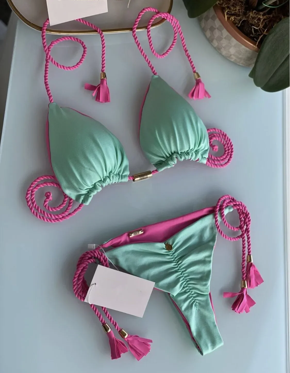 New Women Bikini Backless Rope Triangle Swimsuit Multicolor
New Women Bikini Backless Rope Triangle Swimsuit Multicolor