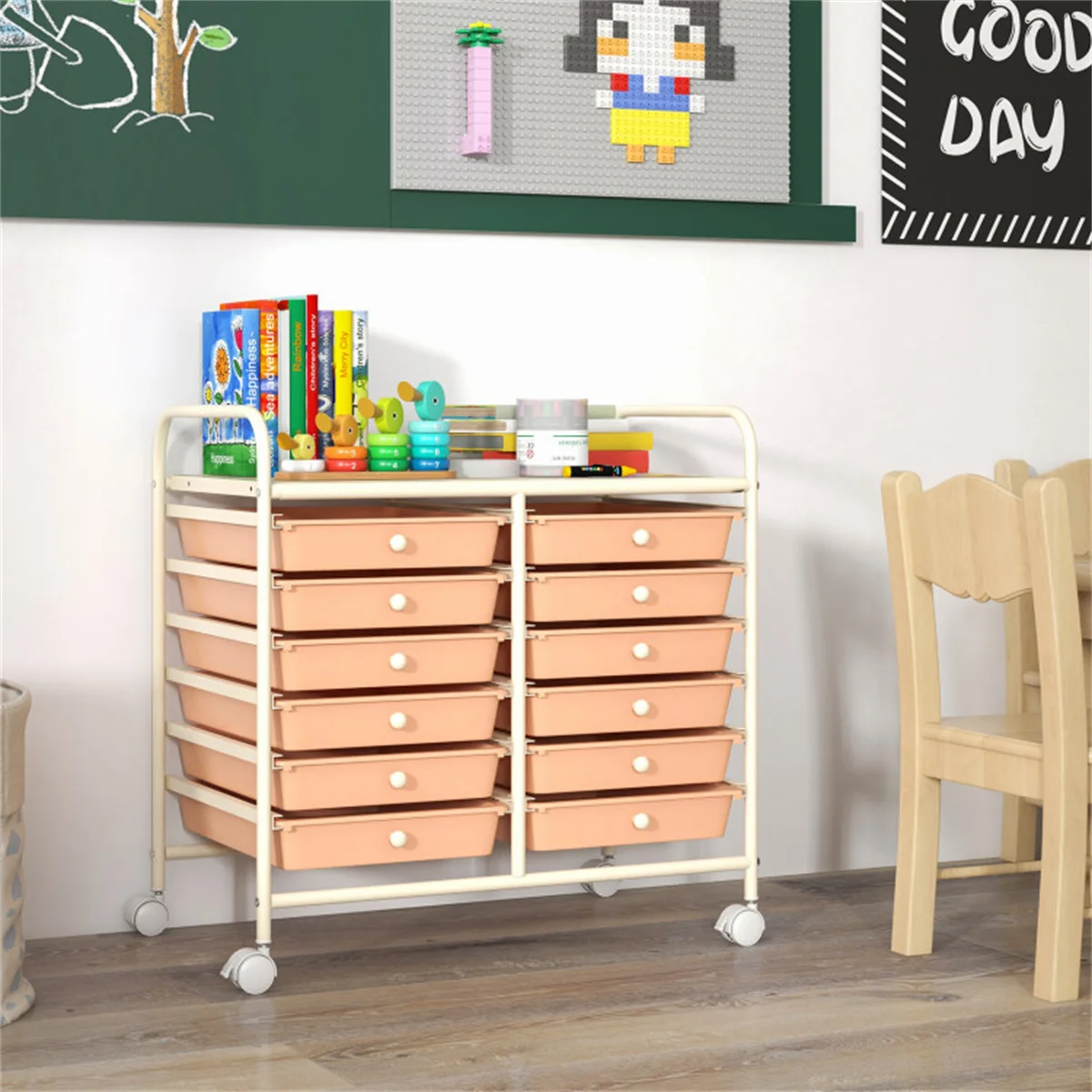 12 Drawers Rolling Storage Cart Peach Color 2 Tier Mobile Organizer with Brake Wheels
12 Drawers Rolling Storage Cart Peach Color 2 Tier Mobile Organizer with Brake Wheels