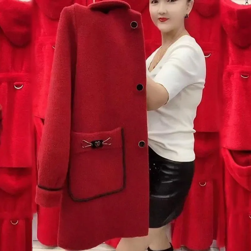 Imitation Cashmere Double-Sided Wool Coat Women Korean Fashion Autumn Winter Woolen Jacket Female Casual Large Size Outwear 2353
Imitation Cashmere Double-Sided Wool Coat Women Korean Fashion Autumn Winter Woolen Jacket Female Casual Large Size Outwear 2353