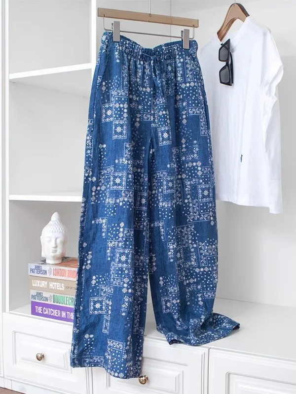 Retro Cotton Linen Casual Pants Comfortable Breathable Wide Leg Loose Fit High Waist Printed Summer Women's plus Size Trousers
Retro Cotton Linen Casual Pants Comfortable Breathable Wide Leg Loose Fit High Waist Printed Summer Women's plus Size Trousers