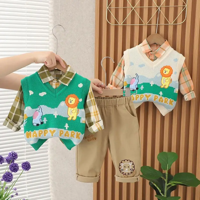 Autumn Fashion Kids Cotton Clothes Kids Boys Girls Sweater Vest Solid Shirts Pants 3Pcs/sets Pocket Children Toddler Tracksuits
Autumn Fashion Kids Cotton Clothes Kids Boys Girls Sweater Vest Solid Shirts Pants 3Pcs/sets Pocket Children Toddler Tracksuits