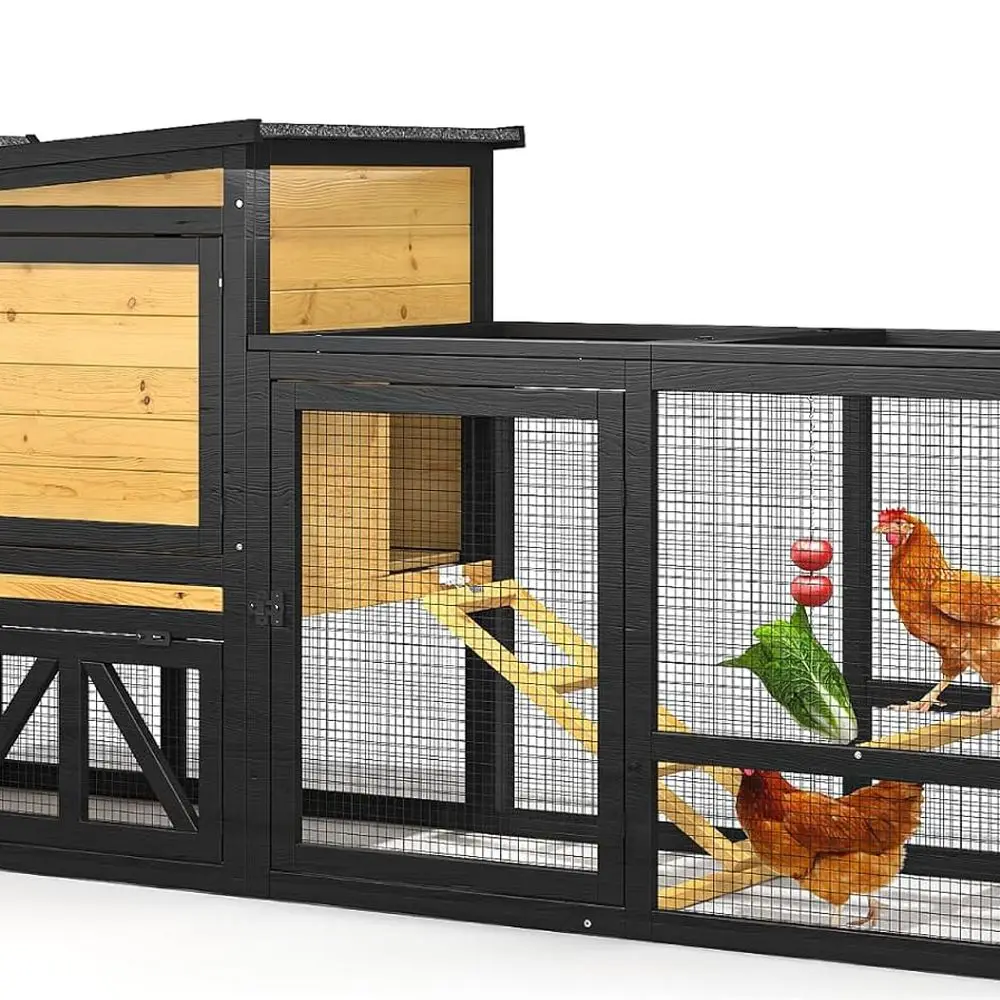 Outdoor Wooden Chicken Coop with Wheels, Nesting Box, and Run Cage for 2-4 Chickens, Weatherproof Backyard Poultry Hutch with Re
Outdoor Wooden Chicken Coop with Wheels, Nesting Box, and Run Cage for 2-4 Chickens, Weatherproof Backyard Poultry Hutch with Re