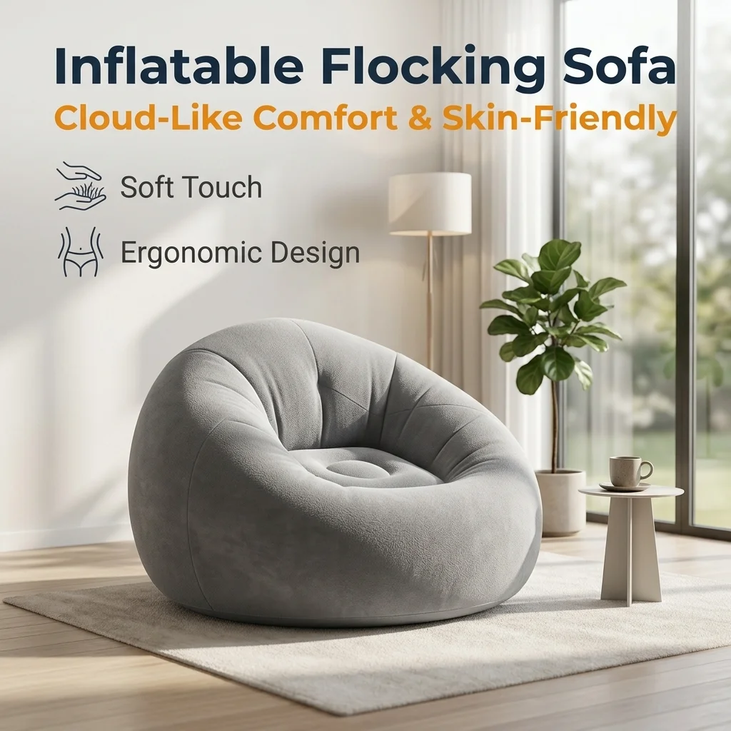 Round Flocked Inflatable Lazy Sofa, Bean Bag Chair, Soft Skin-Friendly Inflatable Lounge Couch For Indoor Bedroom Dorm Rest
Round Flocked Inflatable Lazy Sofa, Bean Bag Chair, Soft Skin-Friendly Inflatable Lounge Couch For Indoor Bedroom Dorm Rest