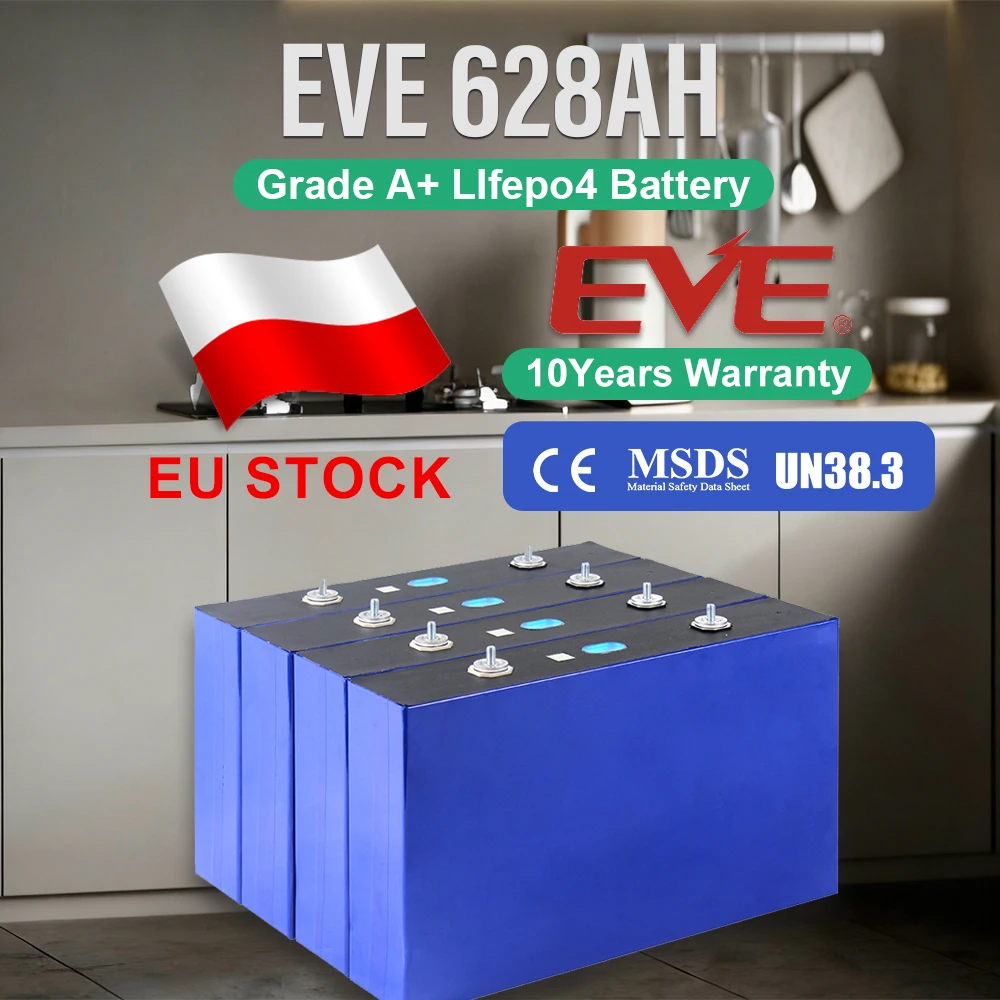 Аккумуляторы LiFePO4 EVE628AH 12В 24В 48В 96В для домашнего хранения энергии, со склада в ЕС, без НДС, 8кВтч 16кВтч 32кВтч 64кВтч
Аккумуляторы LiFePO4 EVE628AH 12В 24В 48В 96В для домашнего хранения энергии, со склада в ЕС, без НДС, 8кВтч 16кВтч 32кВтч 64кВтч