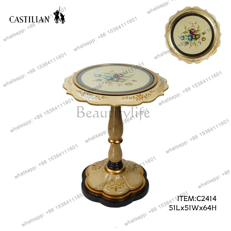 American wood carving hand-painted small coffee table living room bedroom balcony small round table C2414
American wood carving hand-painted small coffee table living room bedroom balcony small round table C2414