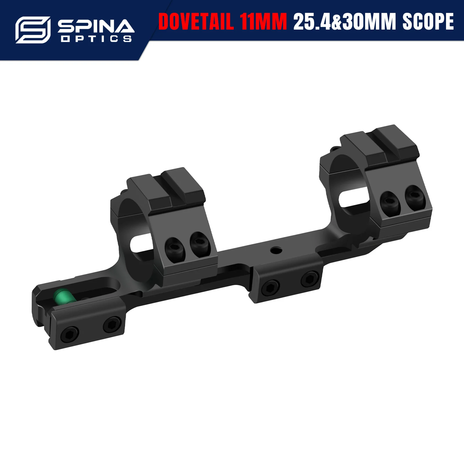 SPINA OPTICS Крепление типа «ласточкин хвост» 11мм для прицелов ∅25.4мм/30мм с пузырьковым уровнем - Подходит под .22LR/.308/50BMG
SPINA OPTICS Крепление типа «ласточкин хвост» 11мм для прицелов ∅25.4мм/30мм с пузырьковым уровнем - Подходит под .22LR/.308/50BMG