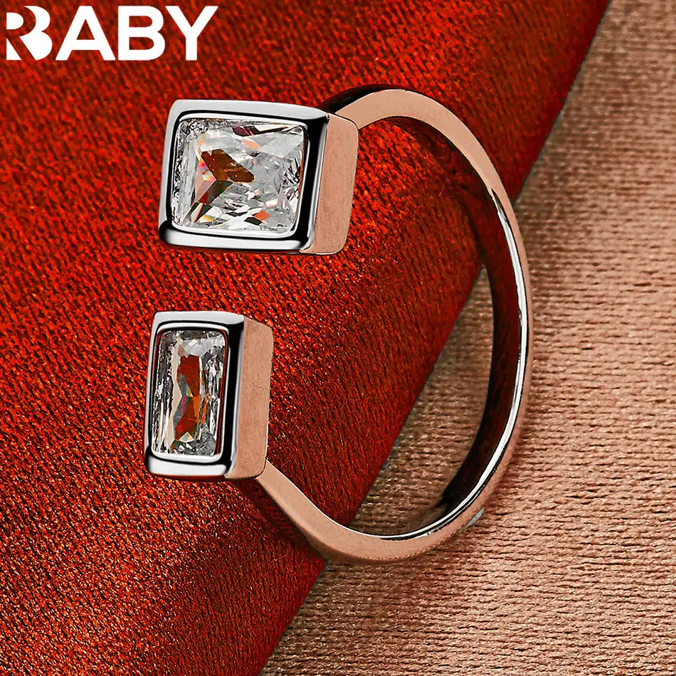 URBABY 925 Sterling Silver Rectangle Zircons Open Ring Engagement Ring For Women and Men Fashion Jewelry Wedding Accessories
URBABY 925 Sterling Silver Rectangle Zircons Open Ring Engagement Ring For Women and Men Fashion Jewelry Wedding Accessories