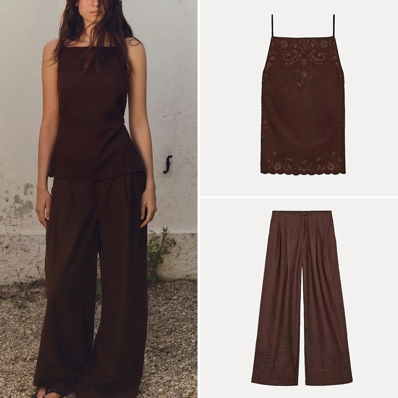 Z Women's Embroidered Bal Top And Decorative Pants Faionable Summer Outfit Polyester Fiber Student orm
Z Women's Embroidered Bal Top And Decorative Pants Faionable Summer Outfit Polyester Fiber Student orm