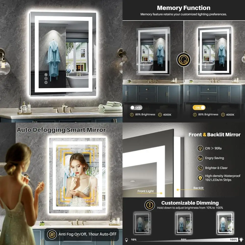 Светодиодное зеркало для ванной комнаты 24x32 с подсветкой, подсветкой и передней подсветкой, туалетное зеркало для ванной комнаты с противотуманной подсветкой для стены, функция памяти, D
Светодиодное зеркало для ванной комнаты 24x32 с подсветкой, подсветкой и передней подсветкой, туалетное зеркало для ванной комнаты с противотуманной подсветкой для стены, функция памяти, D
